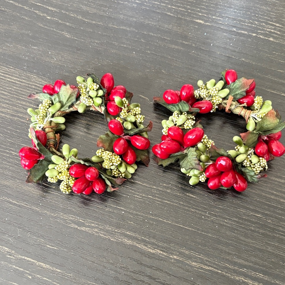 Floral Red and Green candle rings